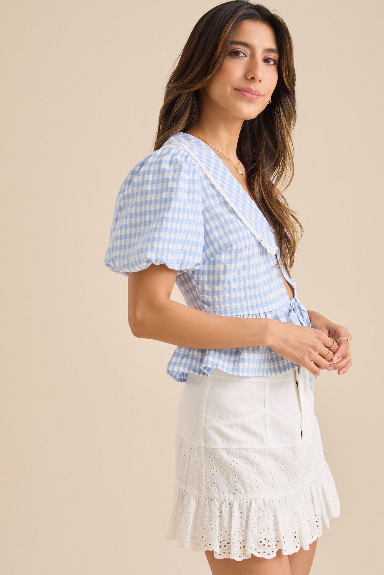 Annie Gingham Tie Front Top Product Image