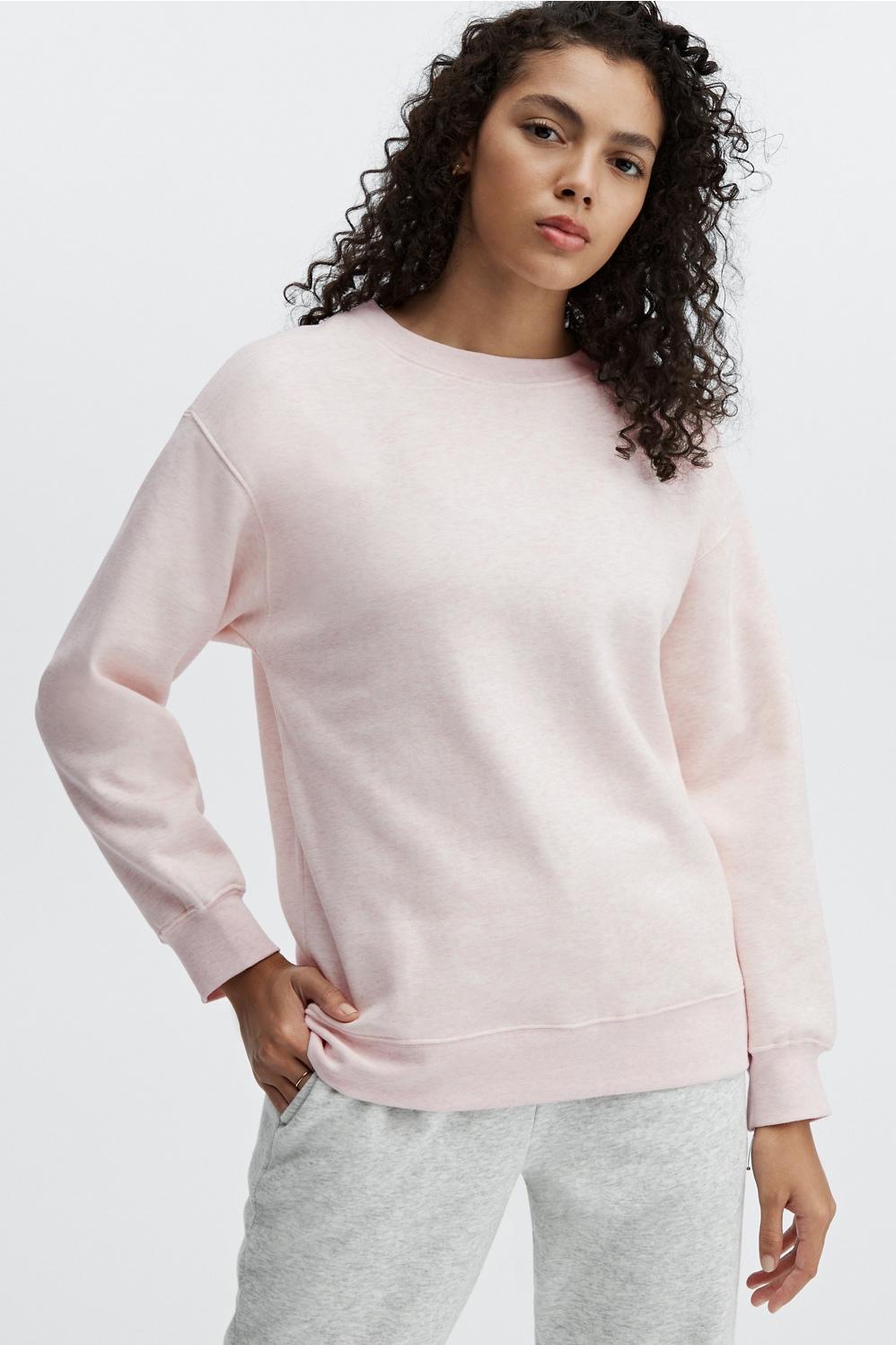 Fabletics Eco Go-To Crewneck Sweatshirt Womens pink Size XXS Product Image