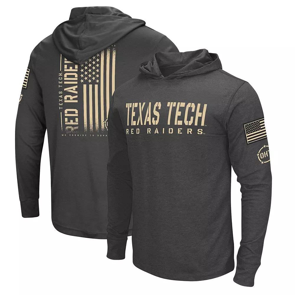 Men's Colosseum Heather Black Texas Tech Red Raiders Team OHT Military Appreciation Long Sleeve Hoodie T-Shirt, Size: Small Product Image