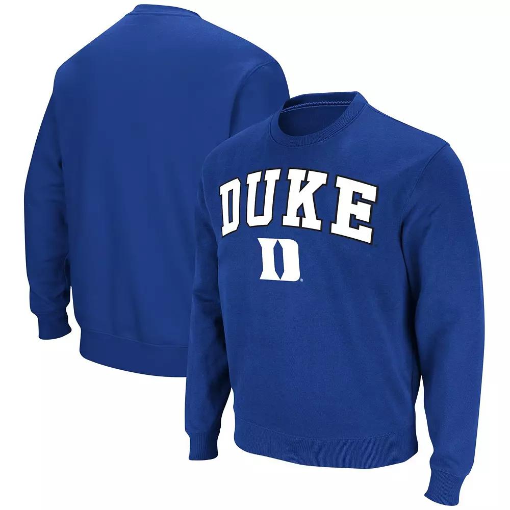 Men's Colosseum Royal Duke Blue Devils Arch & Logo Pullover Sweatshirt,  Product Image