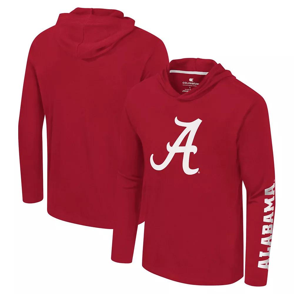 Men's Colosseum Crimson Alabama Crimson Tide Logo Lockup Active Blend Long Sleeve  T-Shirt Hoodie, Size: Medium, Red Product Image