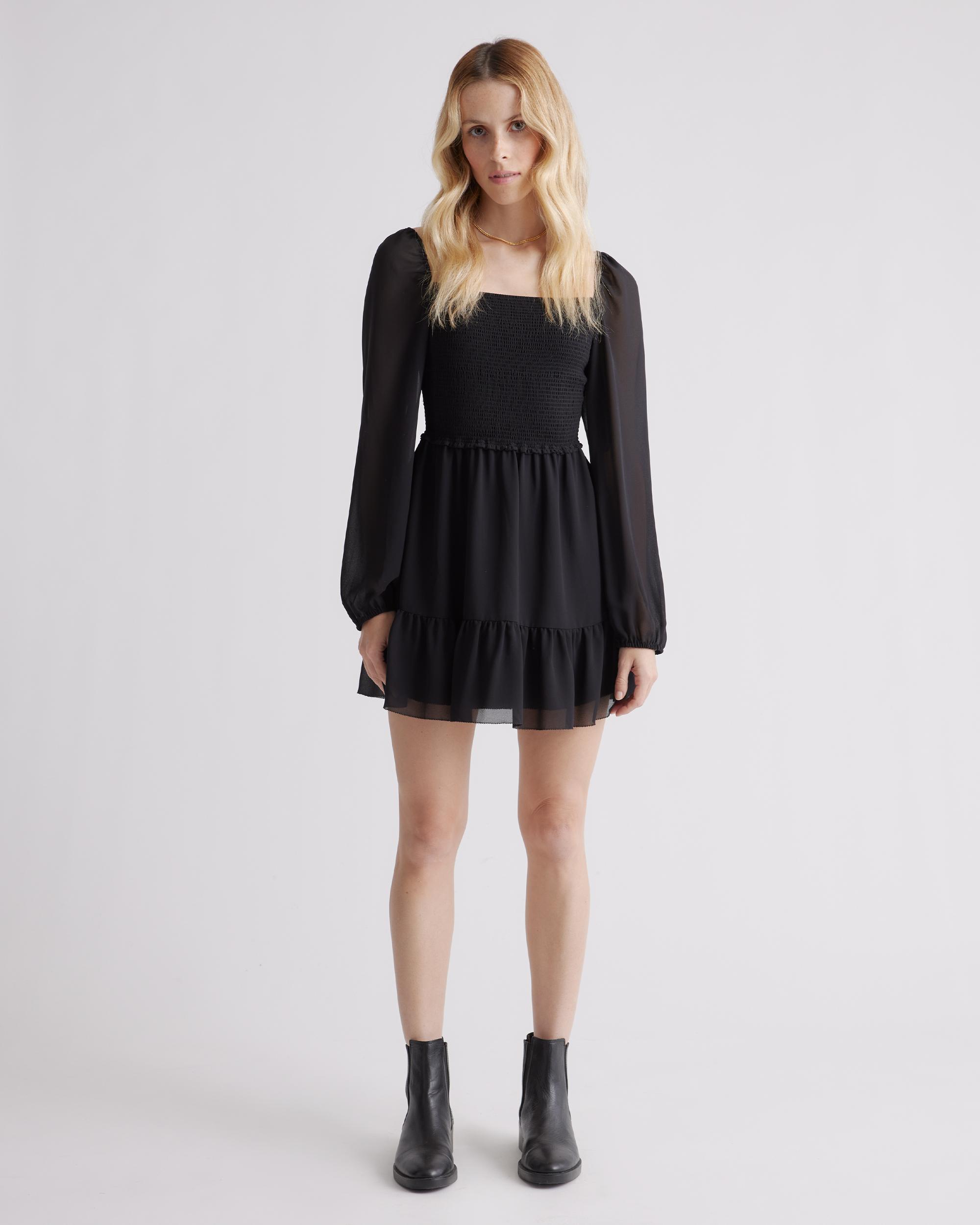 Quince | Women's Chiffon Smocked Mini Dress Recycled Polyester Product Image