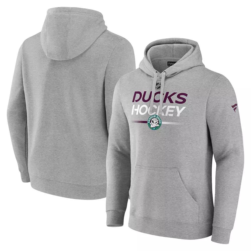 Men's Fanatics Branded Heather Gray Anaheim Ducks Authentic Pro Alternate Wordmark Pullover Hoodie, Size: XL, Dks Grey Product Image
