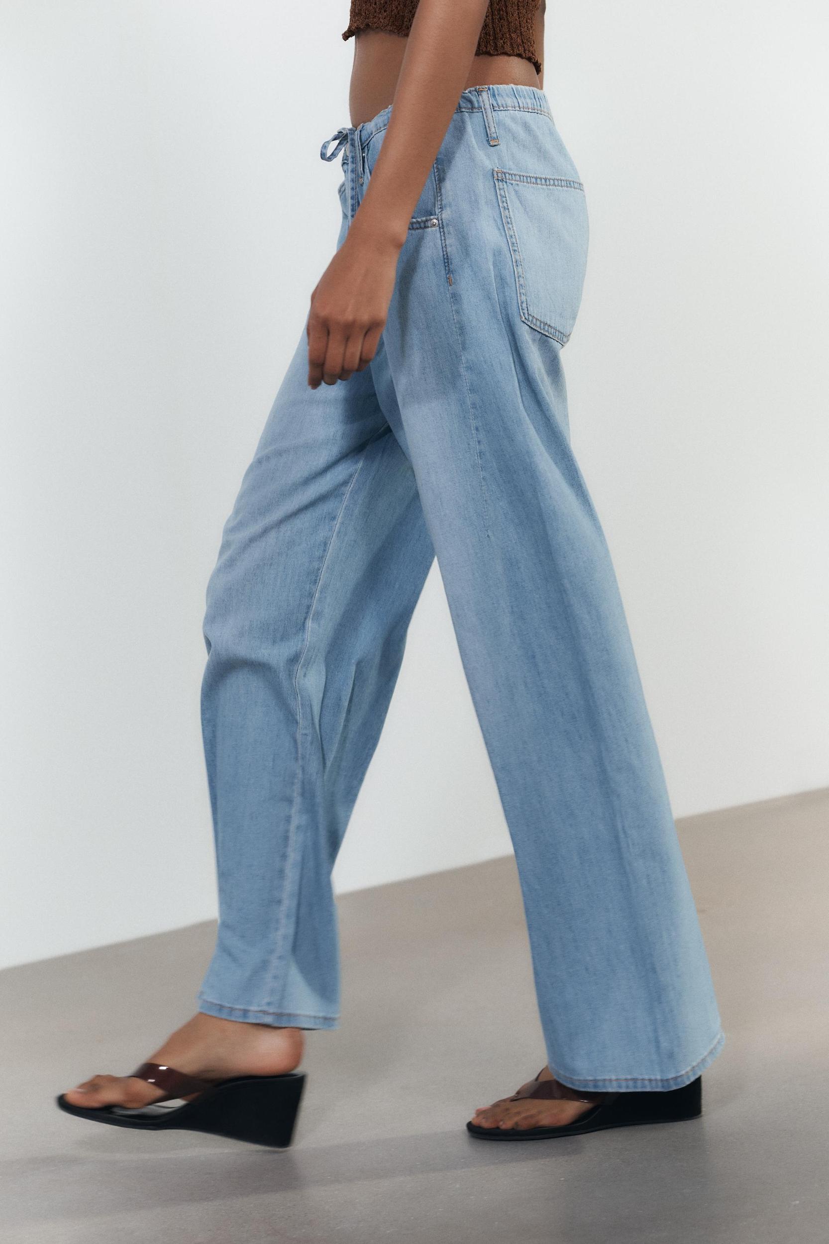 FLOWY DRAWSTRING DENIM PANTS Product Image