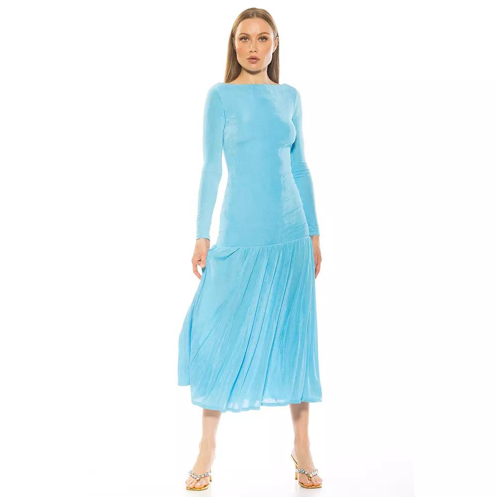 Women's ALEXIA ADMOR Khaite Long Sleeve Drop Waist Shirred Maxi Dress,  Product Image
