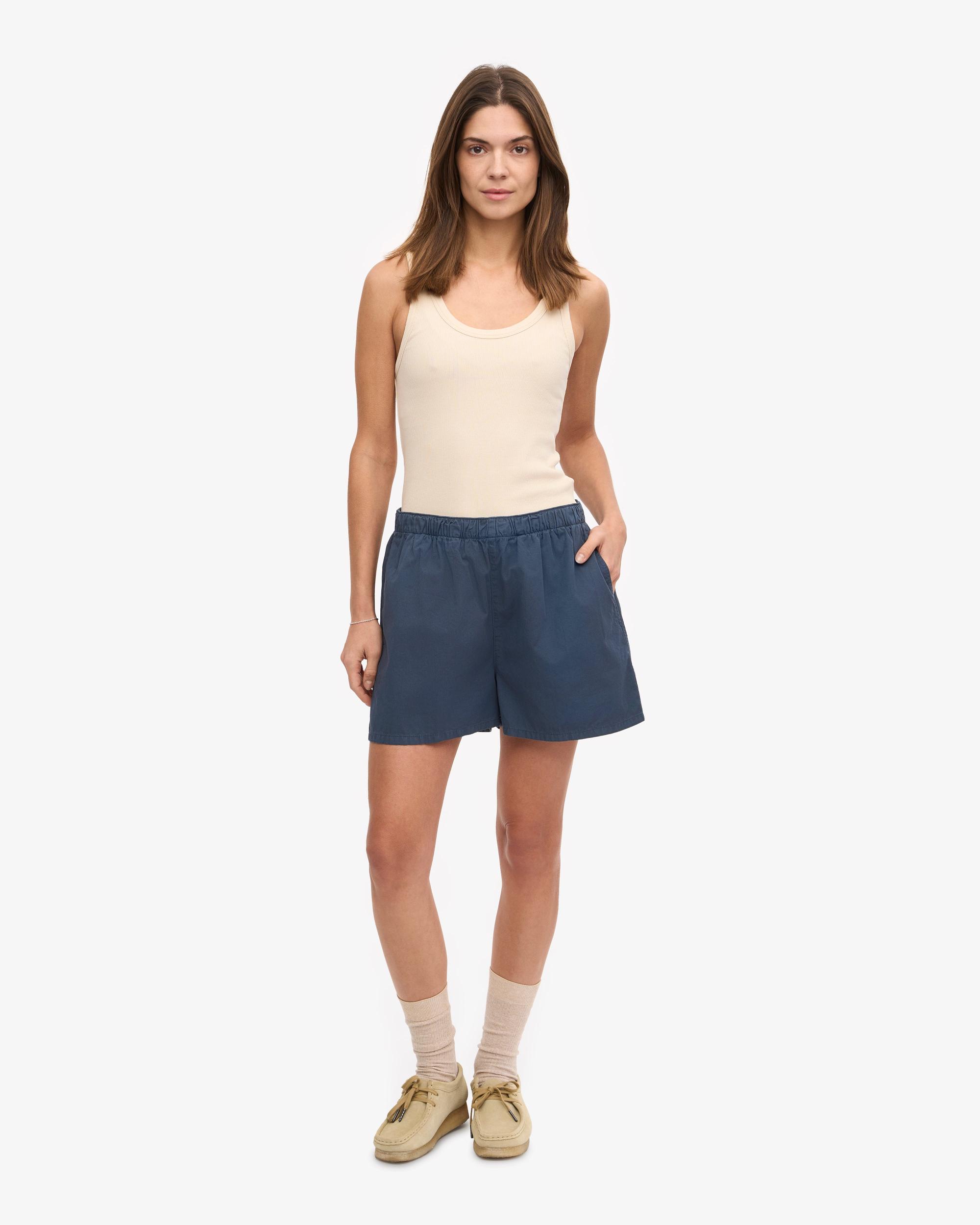 Women Organic Twill Shorts - Petrol Blue Product Image