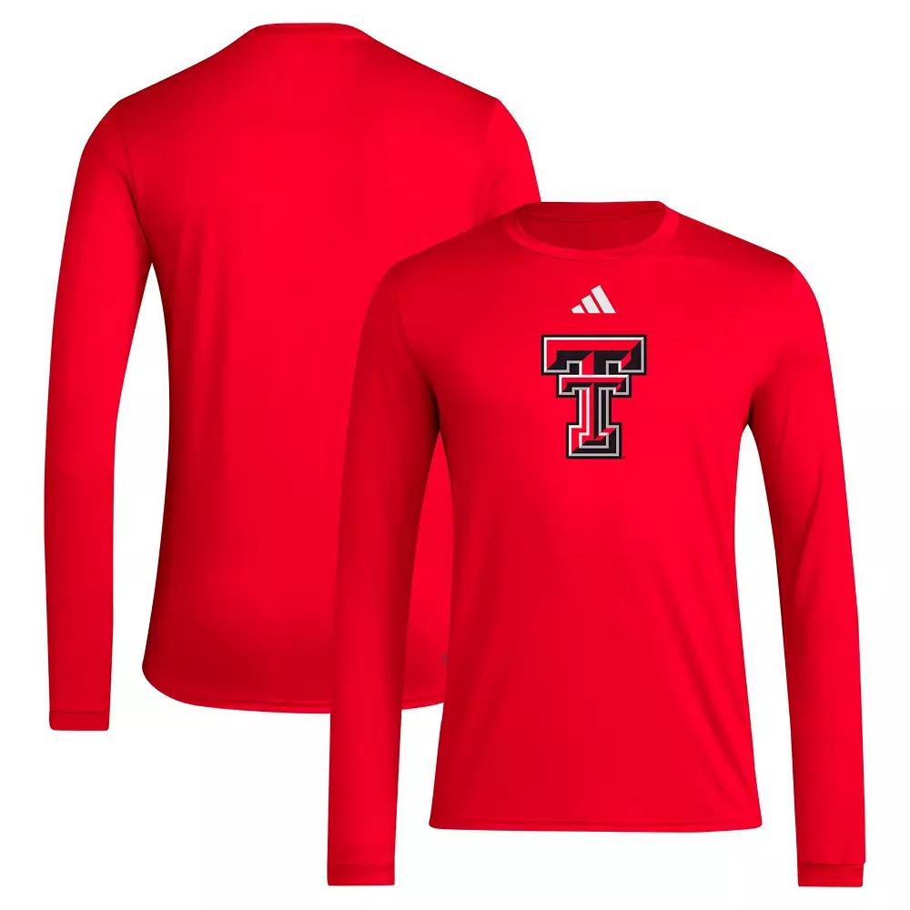 Men's adidas Red Texas Tech Red Raiders Primary Locker Logo AEROREADY Long Sleeve T-Shirt,  Product Image