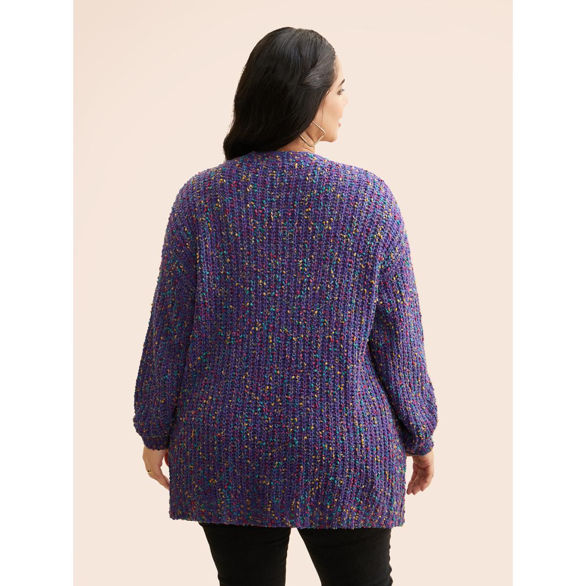 Plus Size Heather Patched Pocket Drop Shoulder Cardigan Deeppurple Women Casual Loose Long Sleeve Everyday Cardigans BloomChic 22-24/3X Product Image