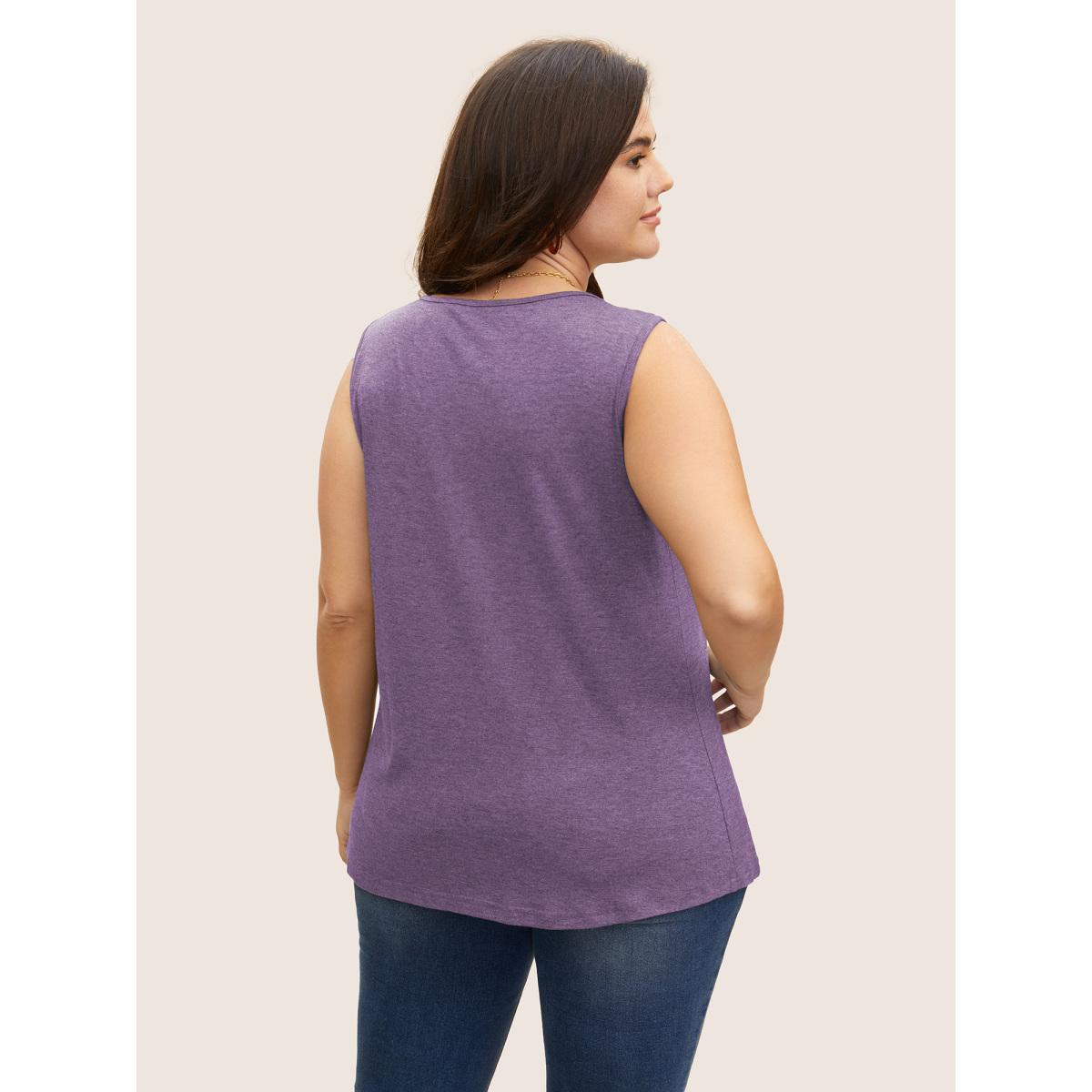 Plus Size Heather Plicated Detail Square Neck Tank Top Women Mauve Leisure Non U-neck Casual Tank Tops Camis BloomChic 28/5X Product Image