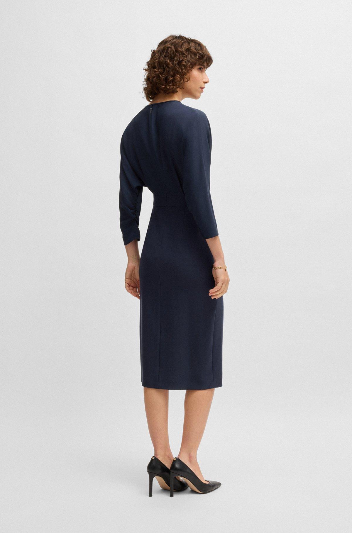 Mixed-material dress with button-tab waist Product Image
