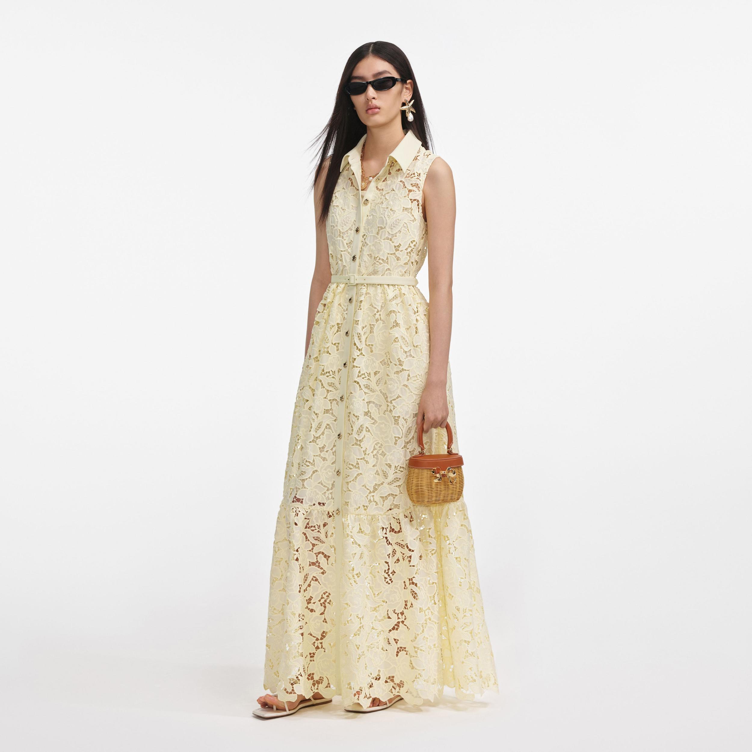 Yellow Lace Maxi Dress Product Image