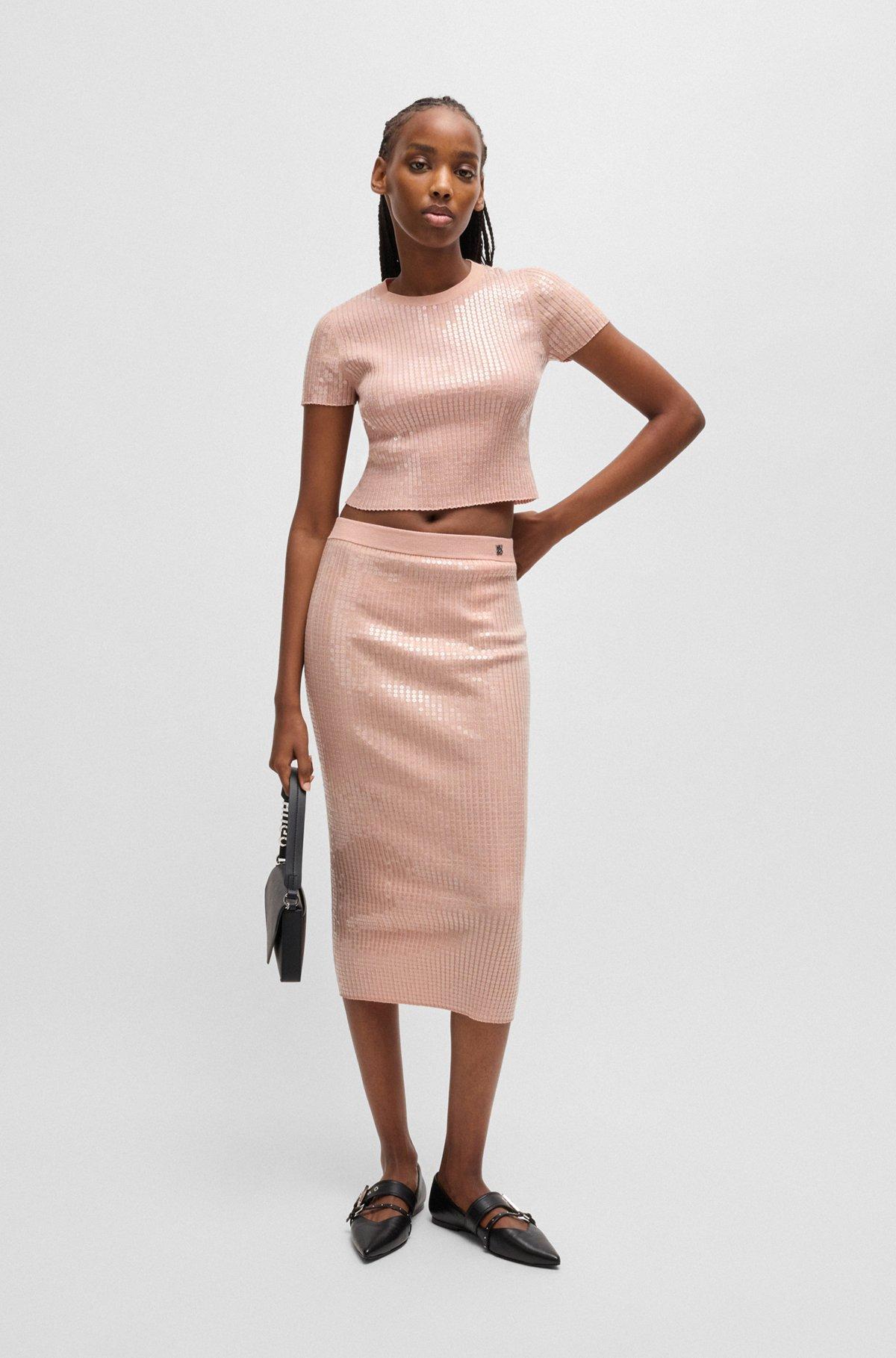 Ribbed sweater with transparent sequins in slim fit Product Image