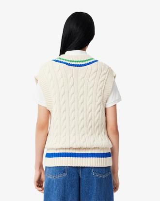 V Neck Cable Knit Sweater Vest Product Image
