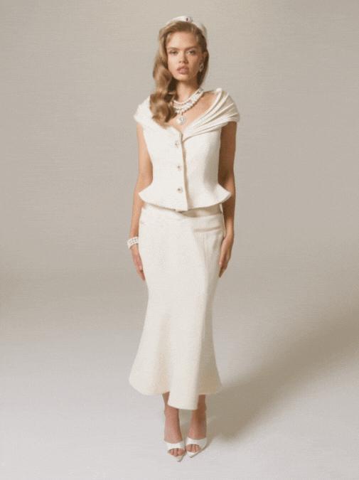 Belle Satin Skirt (Beige (Final Sale) Product Image