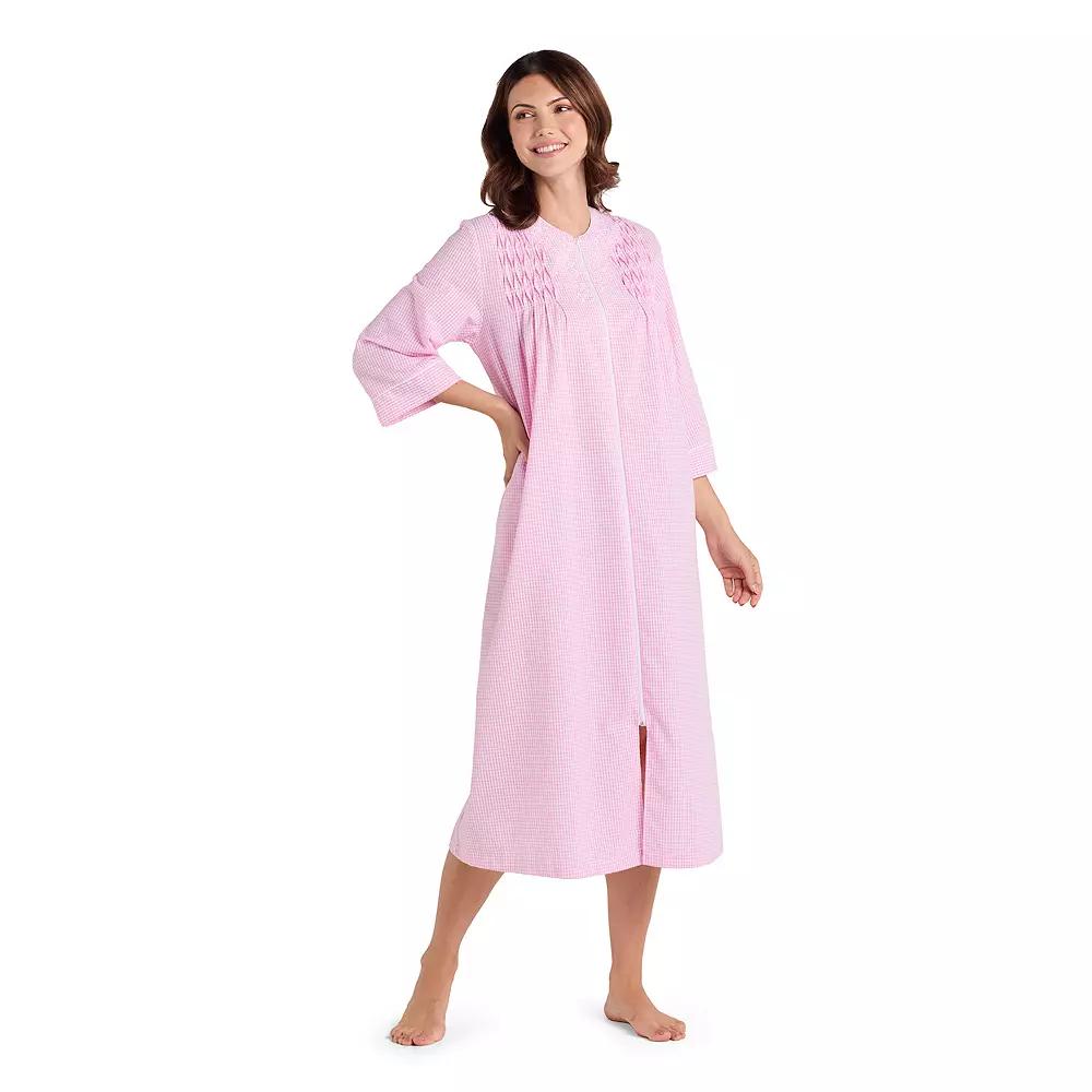 Womens Miss Elaine Essentials Seersucker Long Zip Robe Product Image