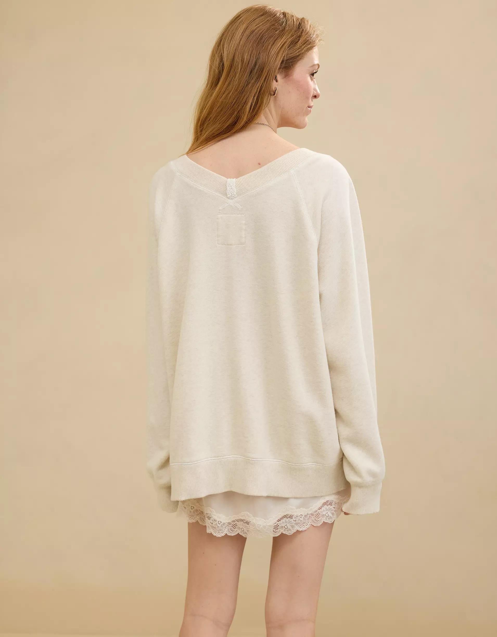 Aerie Downtime V-Neck Sweatshirt Product Image