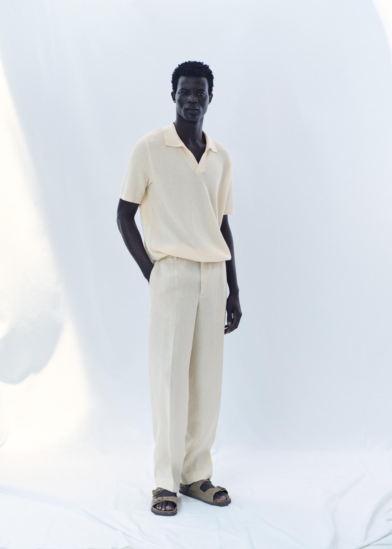 Fine-knit polo shirt - Men | MANGO USA Product Image