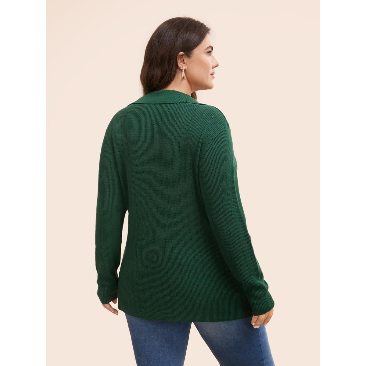 Plus Size Supersoft Essentials Polo Neck Button Up Pullover Truegreen Women Casual Long Sleeve Polo Everyday Pullovers BloomChic 12/L Product Image