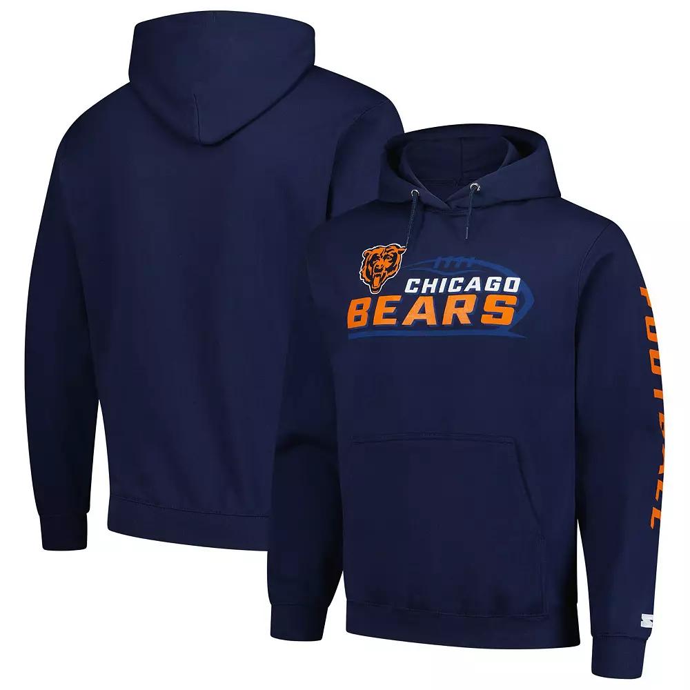 Men's Starter Navy Chicago Bears Vintage Pullover Hoodie,  Product Image