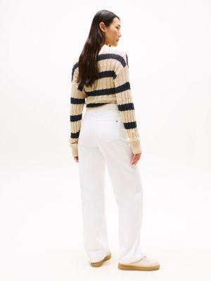 White High-Rise Relaxed Straight Jeans Product Image