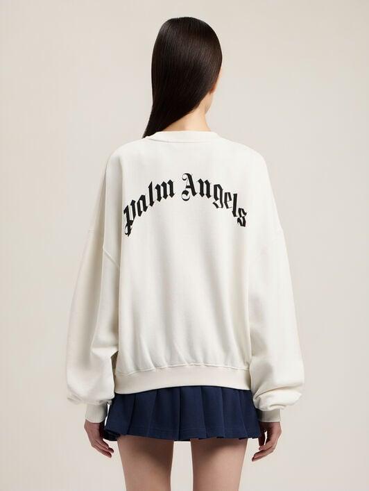 Curved Logo Loose Crop Sweatshirt Product Image