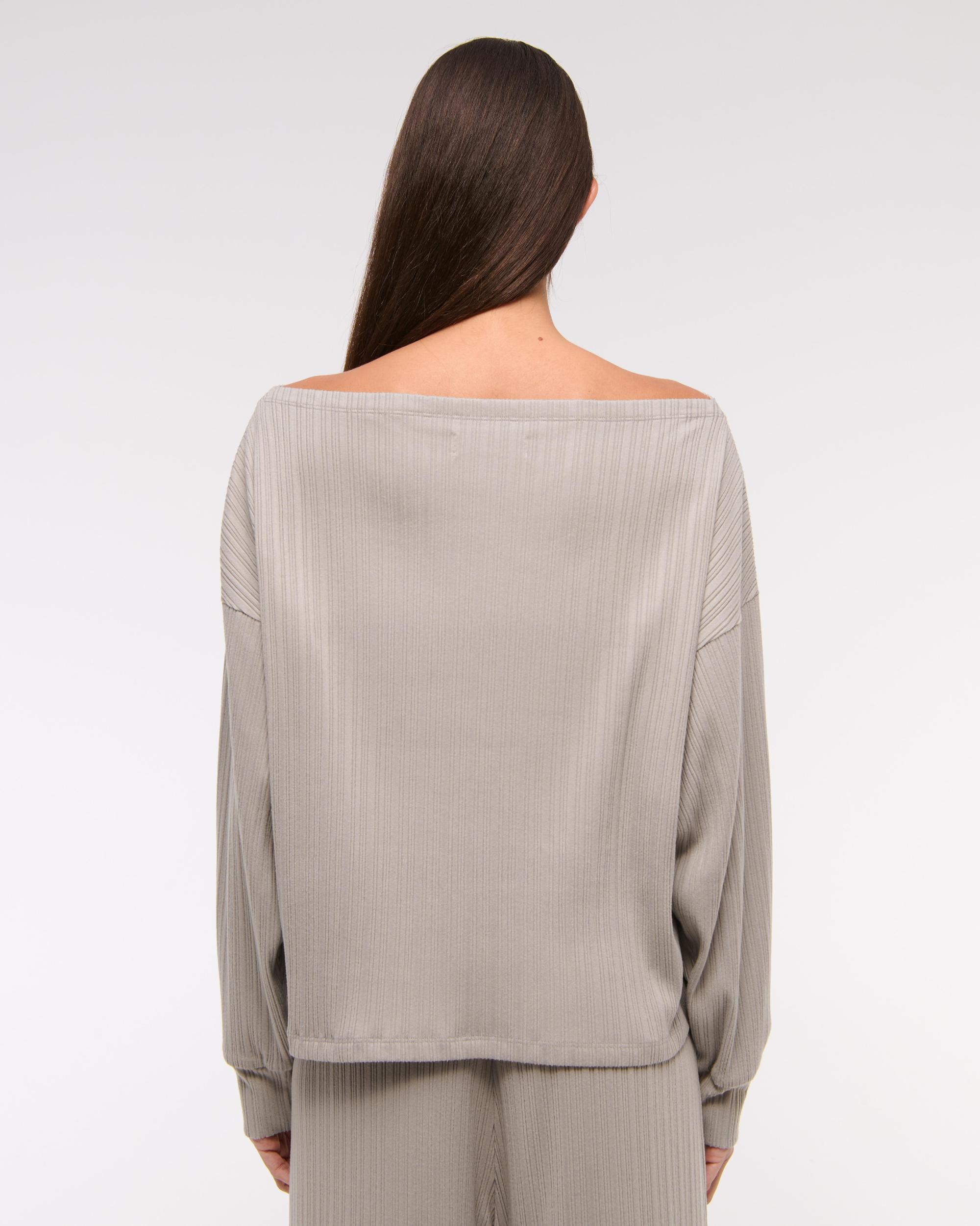 Long-Sleeve Lounge Wide Rib Slash Top Product Image