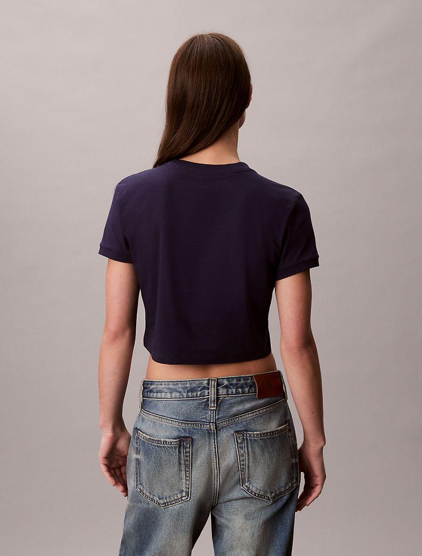 Logo Graphic Cropped Slim T-Shirt Product Image