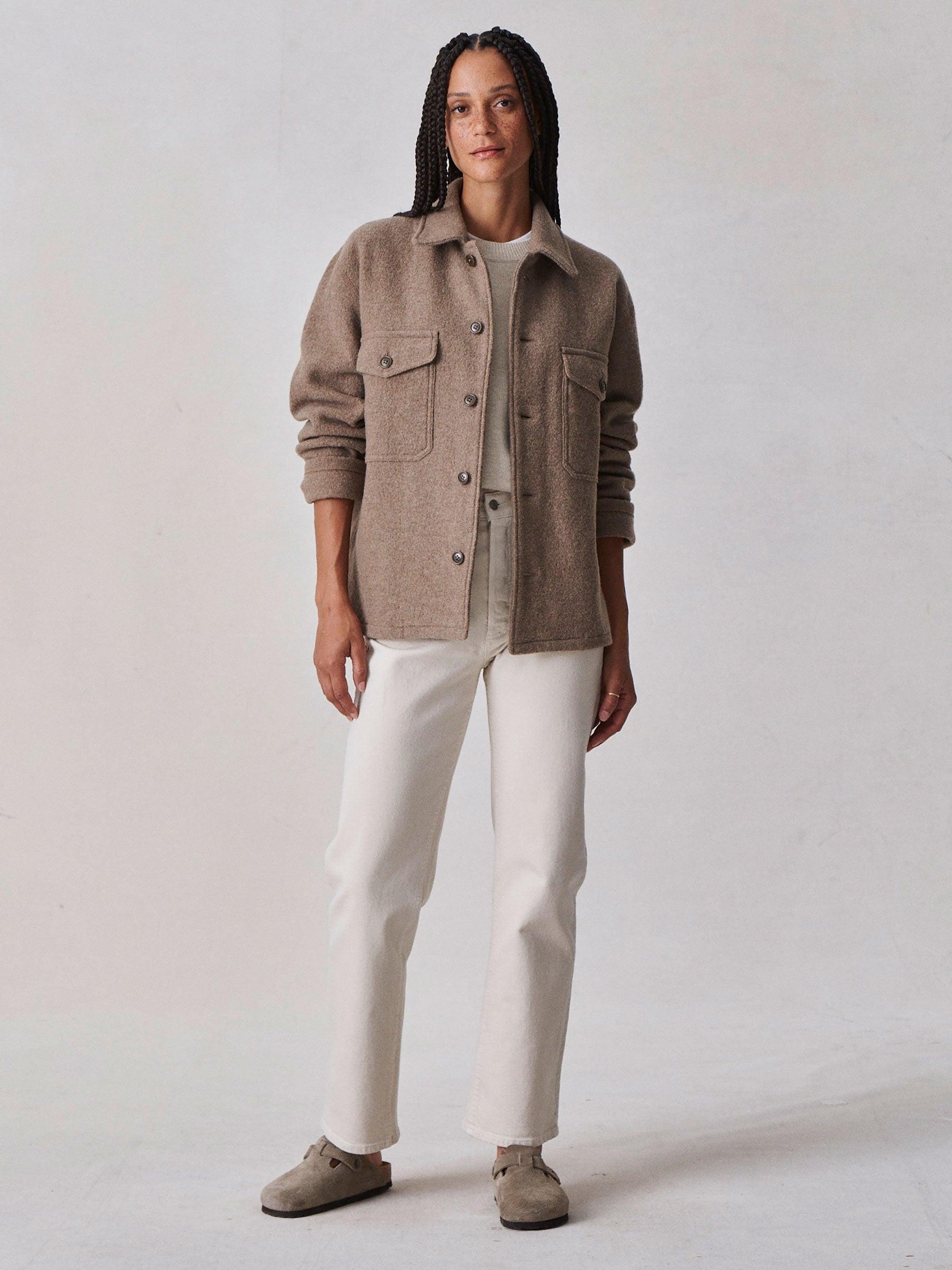 Marled Deep Khaki Felted Field Shirt Product Image