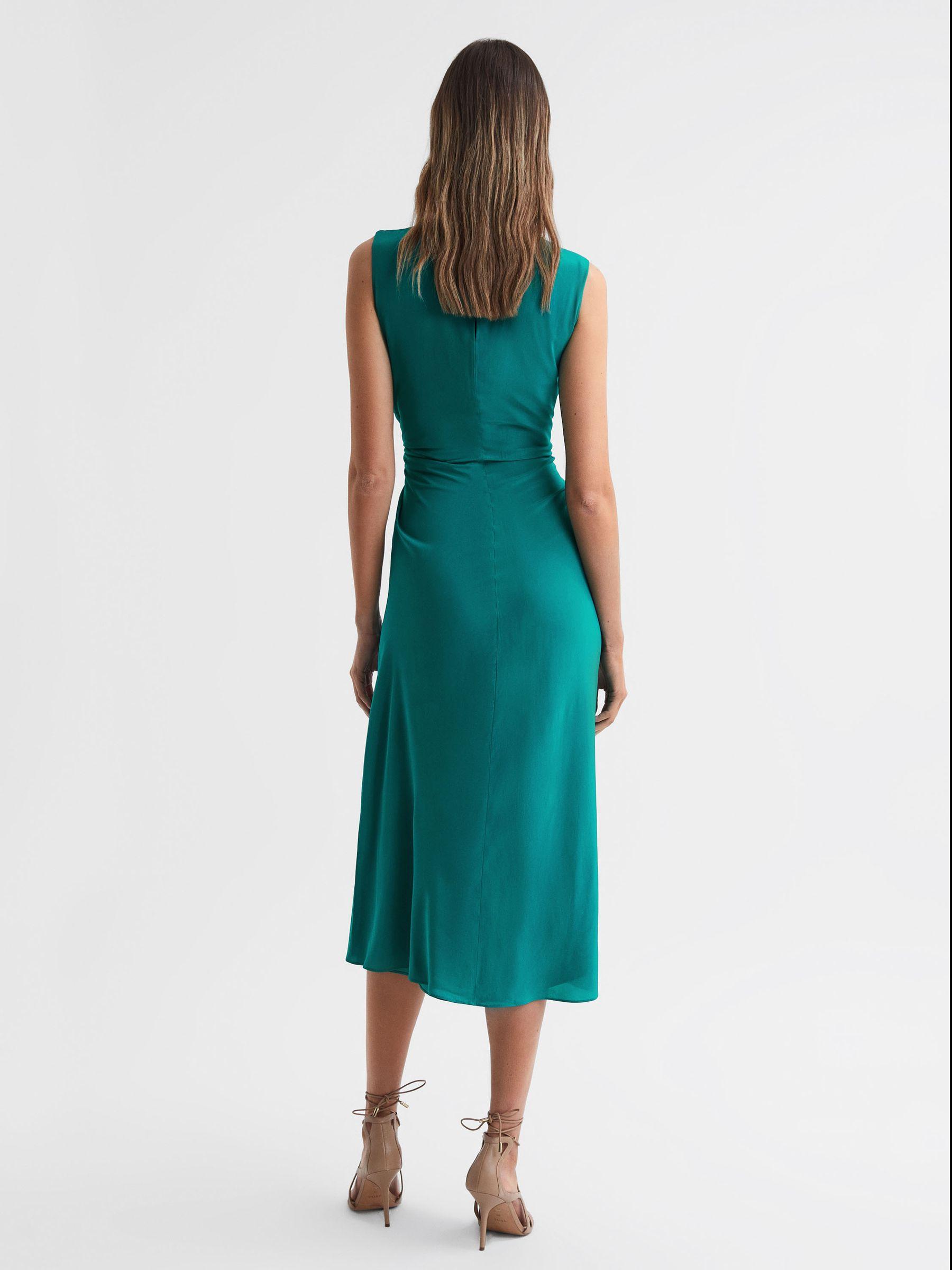 Bodycon Ruched Midi Dress in Green Product Image
