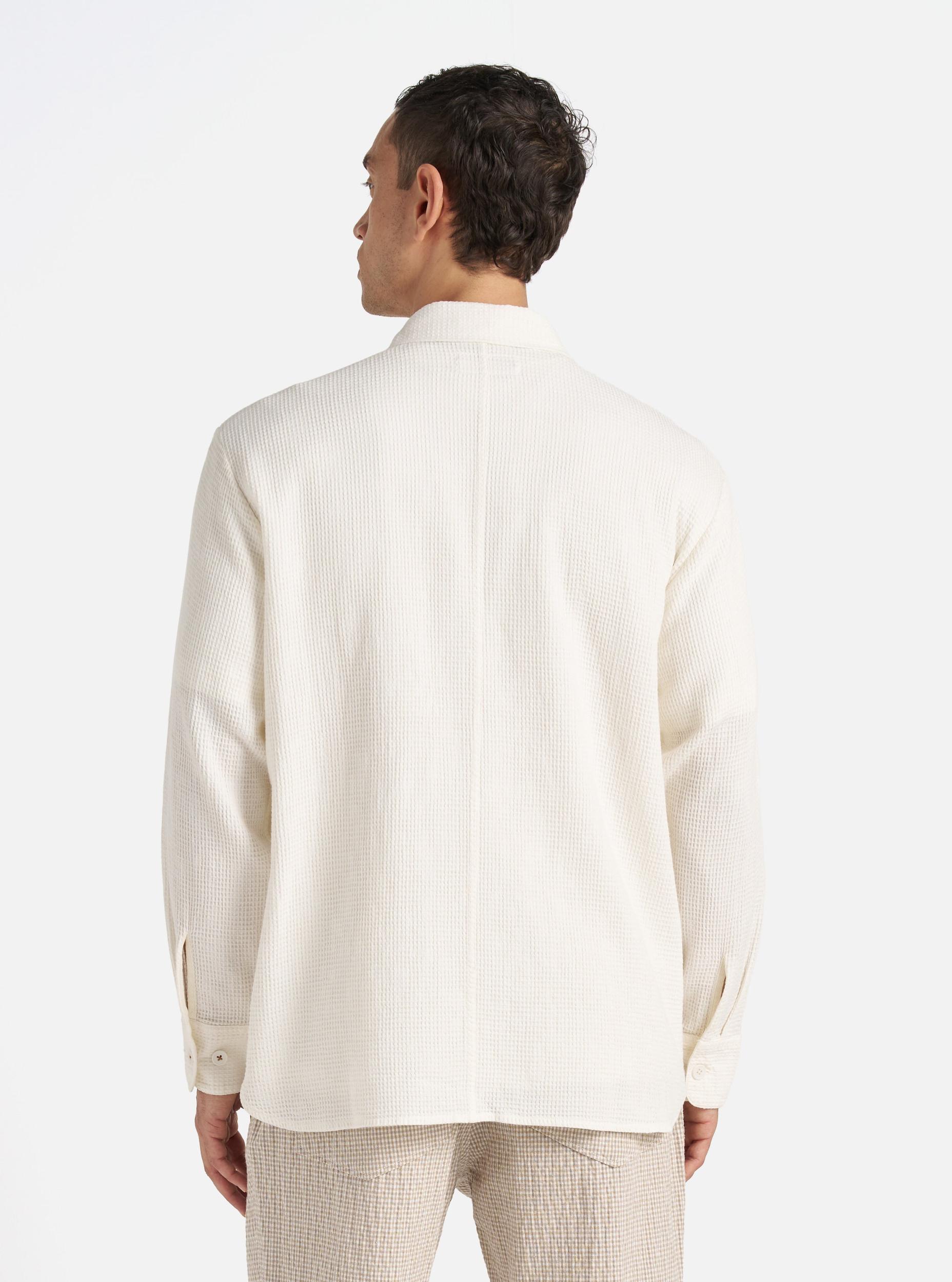 Universal Works Travail Overshirt in Ecru Japanese Waffle Product Image