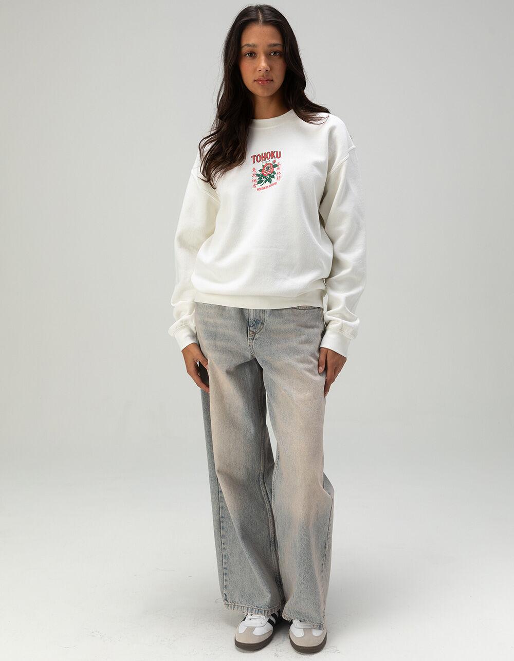 BDG Urban Outfitters Tohoku Rose Womens Crewneck Sweatshirt - ECRU Product Image