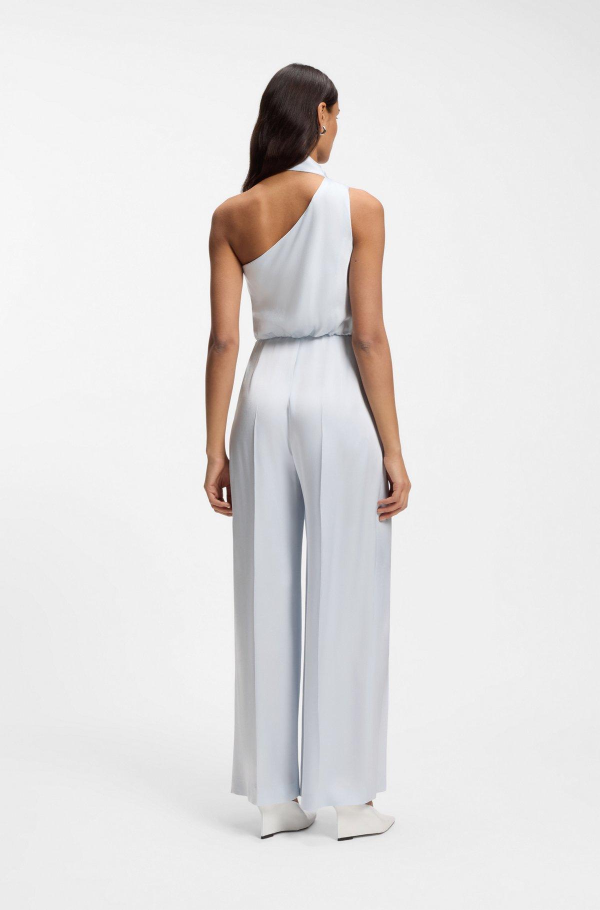 One-shoulder jumpsuit with wrap-effect front Product Image