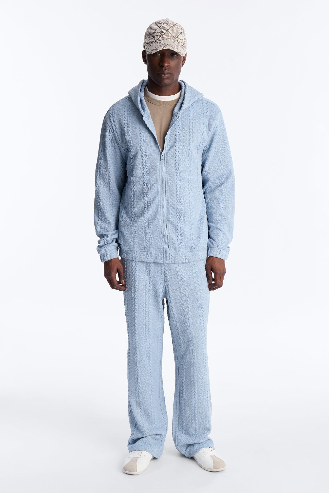 Baggy Textured Cozy Braided Pant - Blue Male Product Image