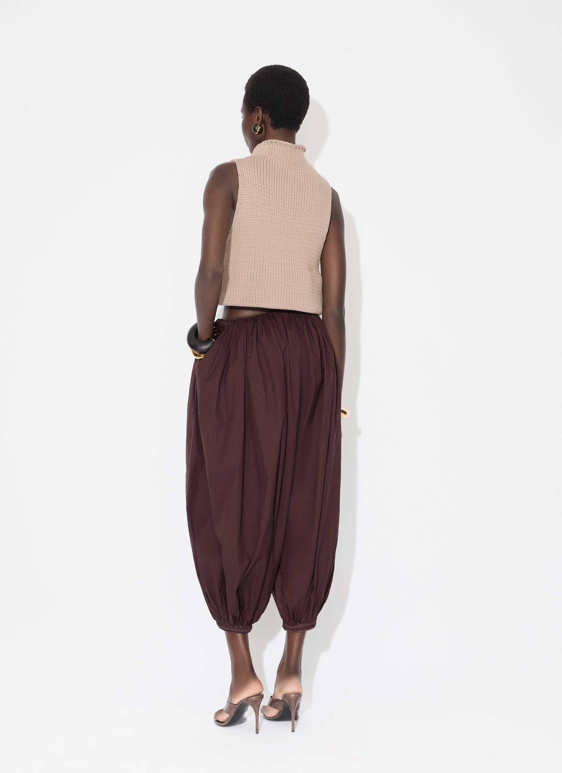 BURGUNDY SOFT NYLON BALLOON PANTS Product Image