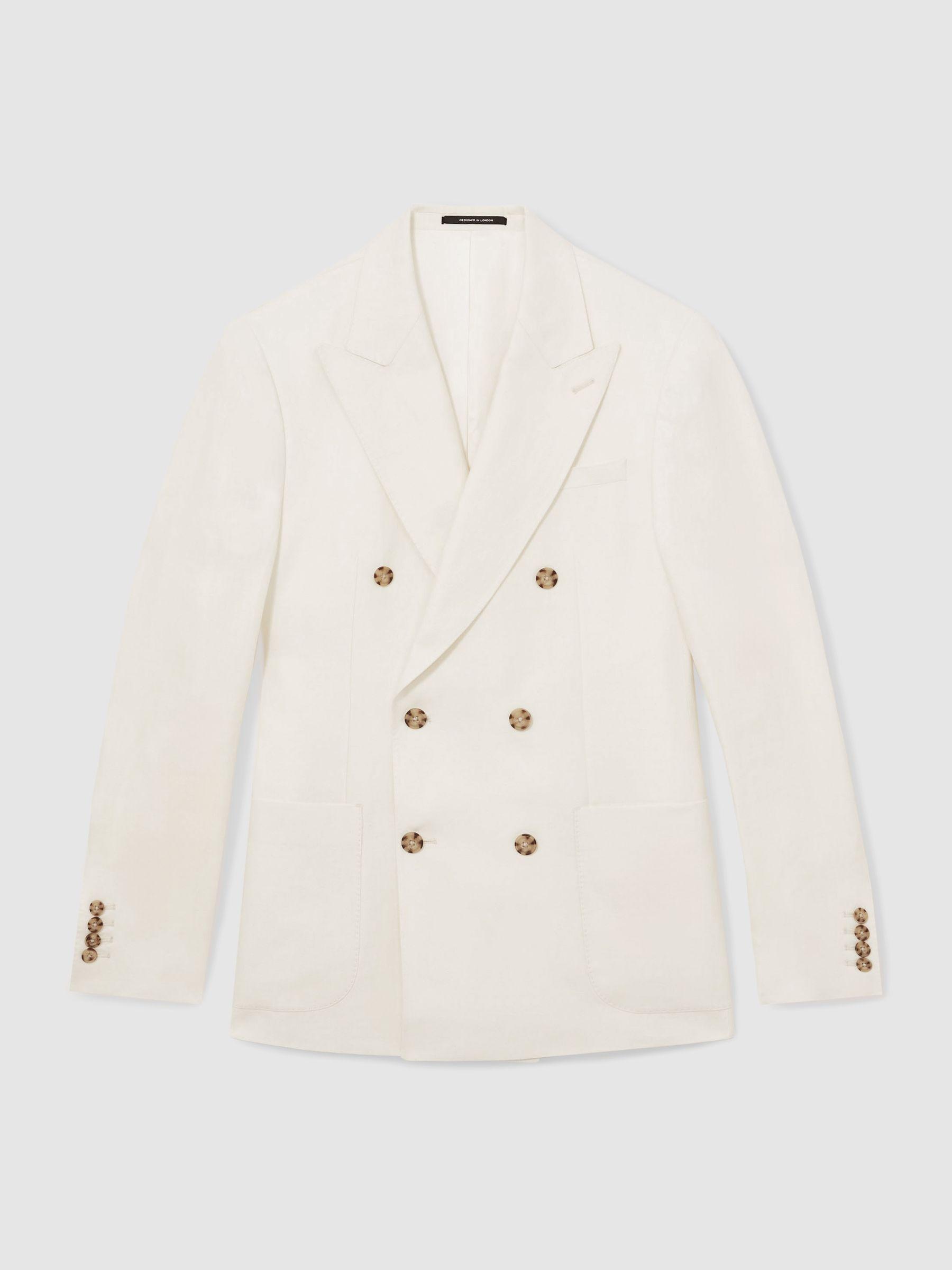 Slim-Fit Single-Breasted Suit Blazer in Stone Product Image