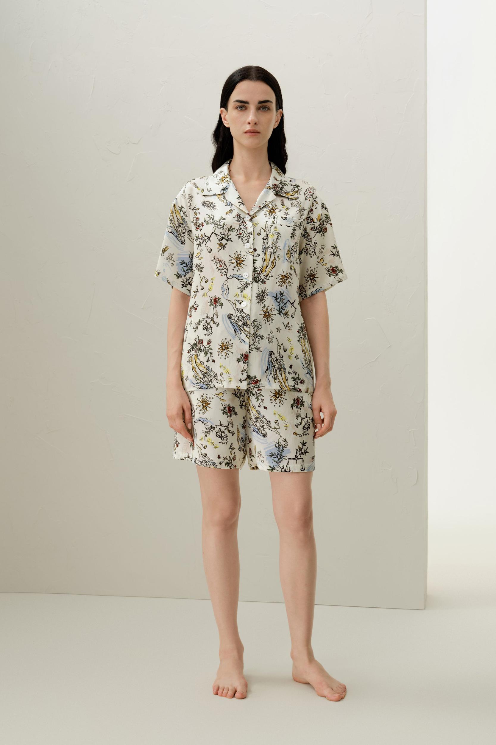 Libra Zodiac Short Silk Pajama Set Product Image