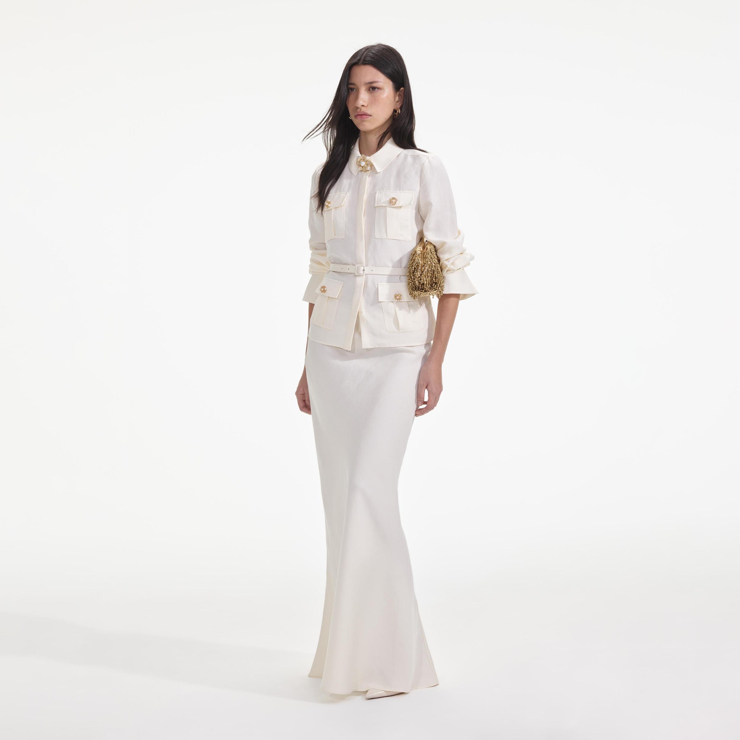 Cream Linen Maxi Dress Product Image