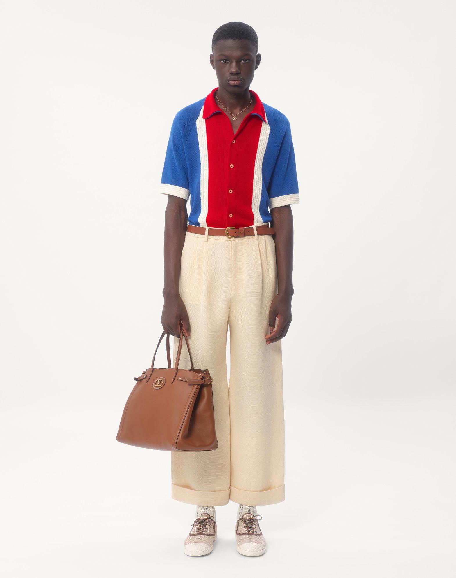 Cotton Bowling Shirt With Chez Valentino Embroidery Product Image