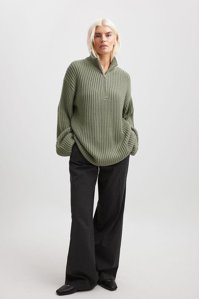 High Neck Zipped Knitted Sweater Product Image