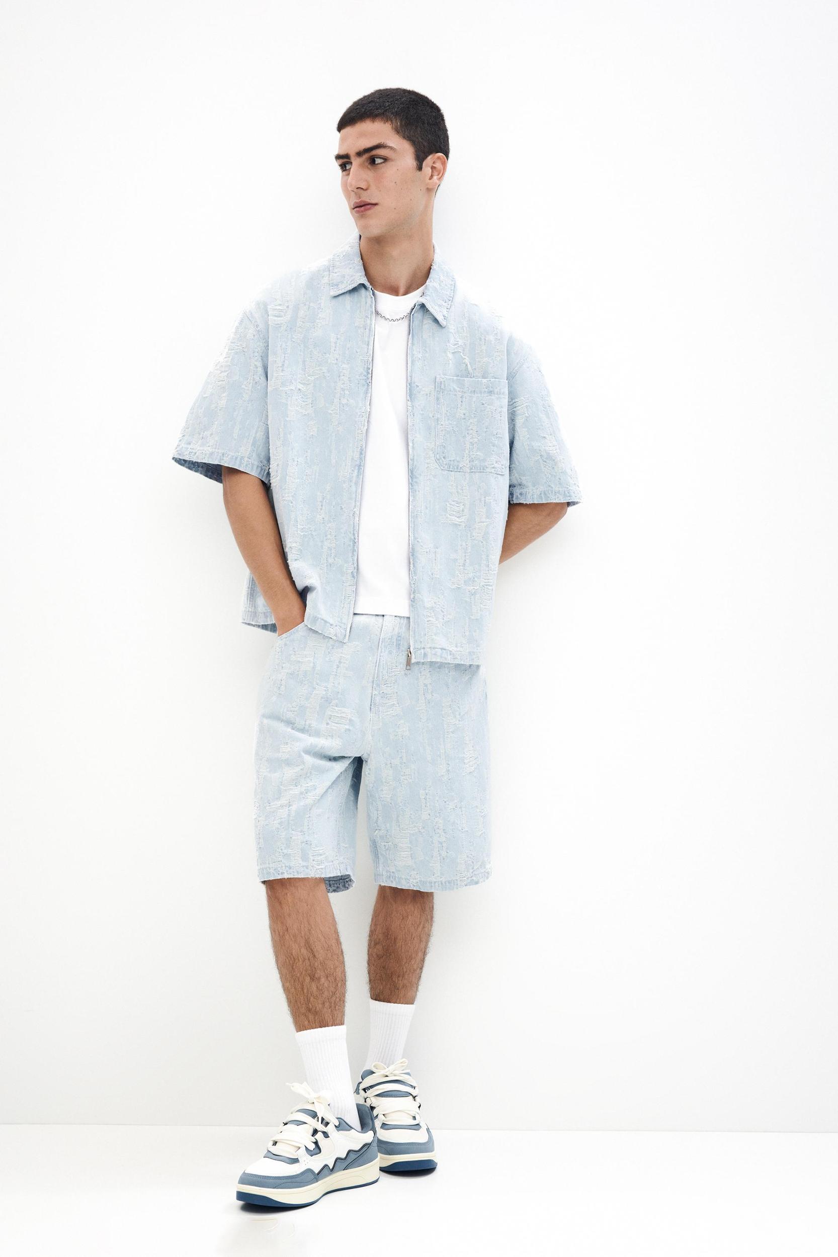 Jacquard denim shirt Product Image