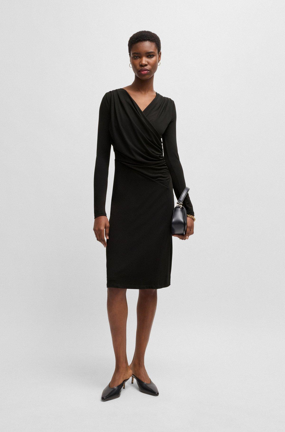 Wrap-front dress in stretch crepe Product Image