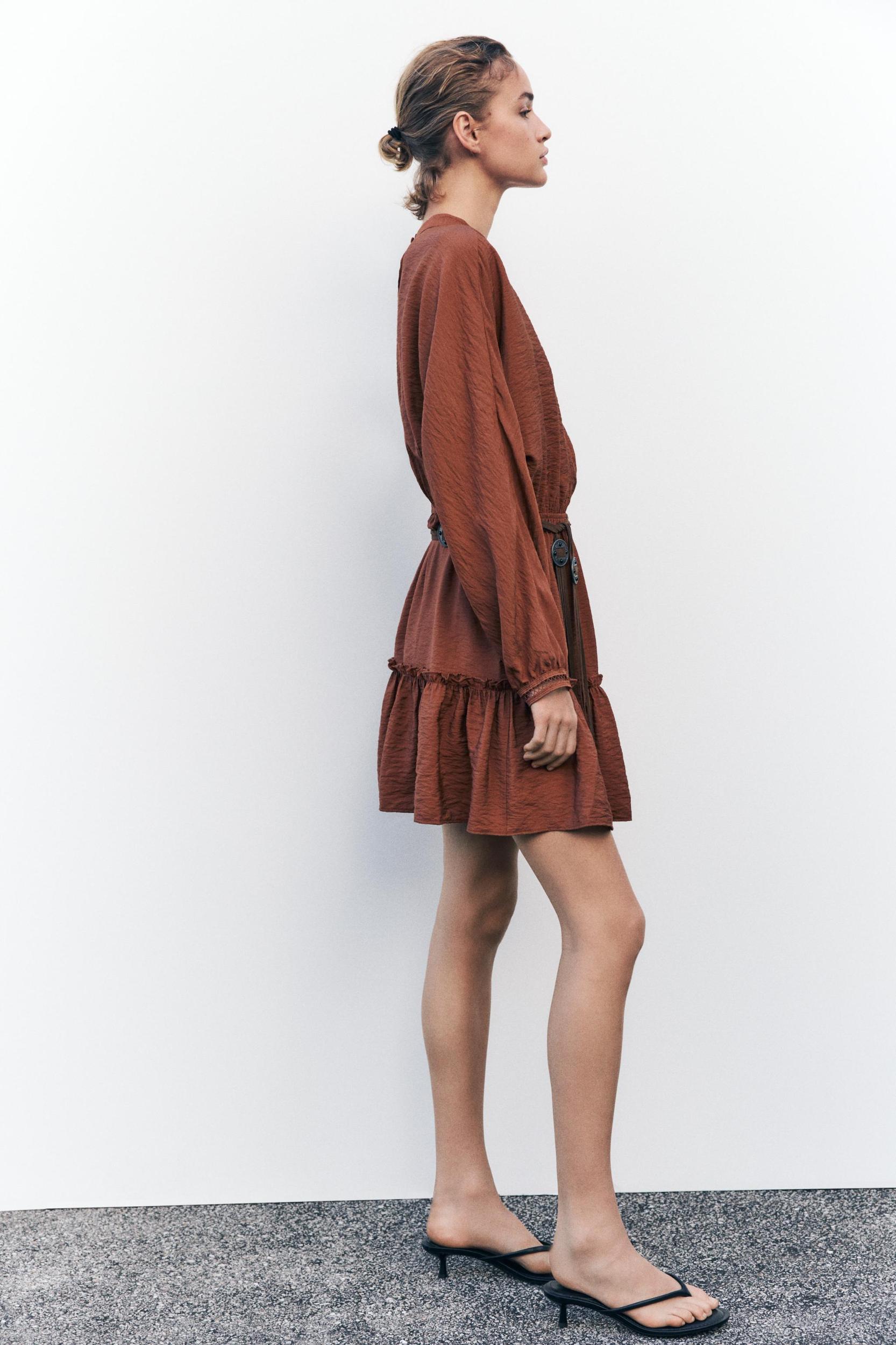 BELTED LACE INSERT MINI DRESS Product Image