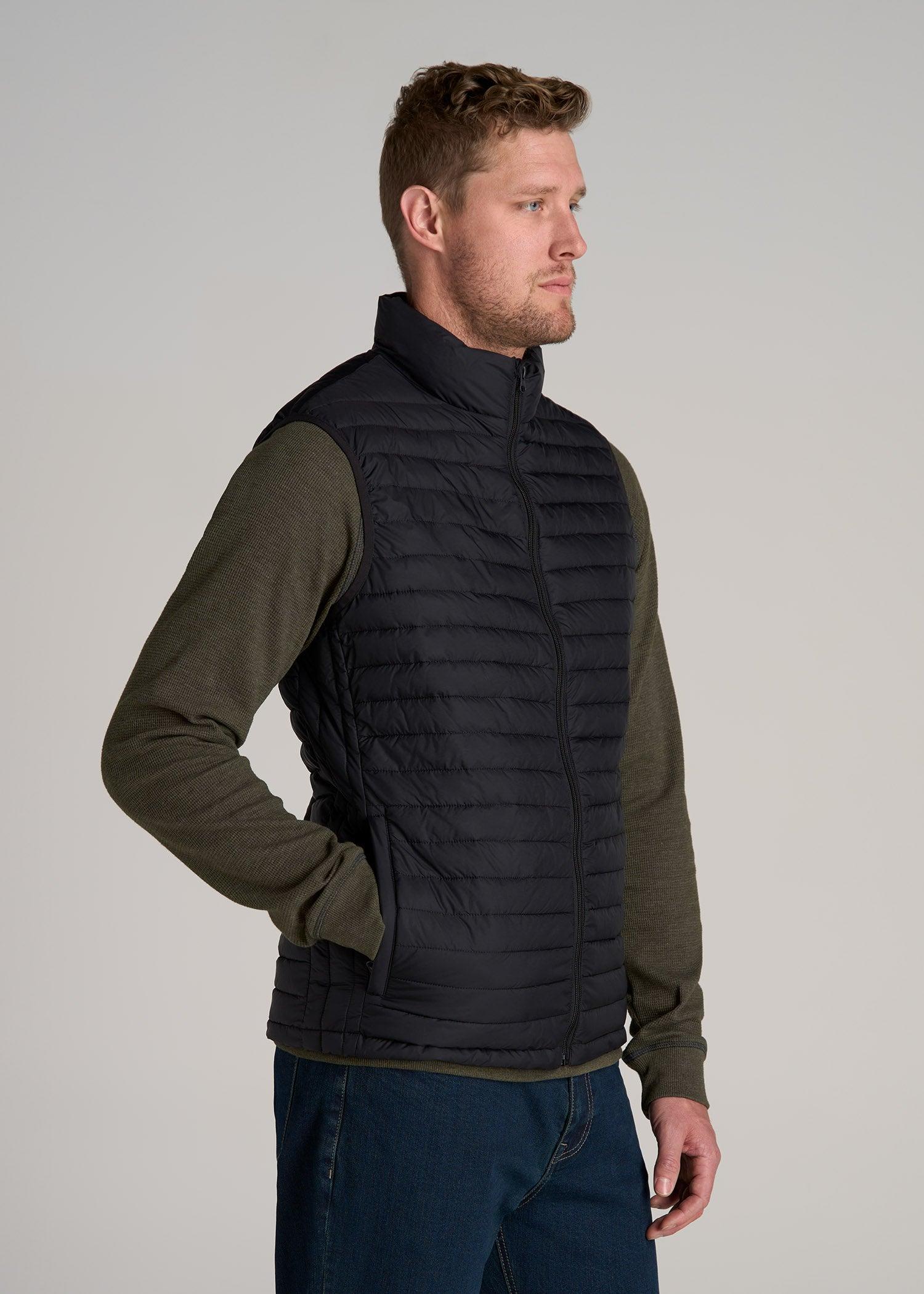 Packable Puffer Vest for Tall Men in Black Male Product Image