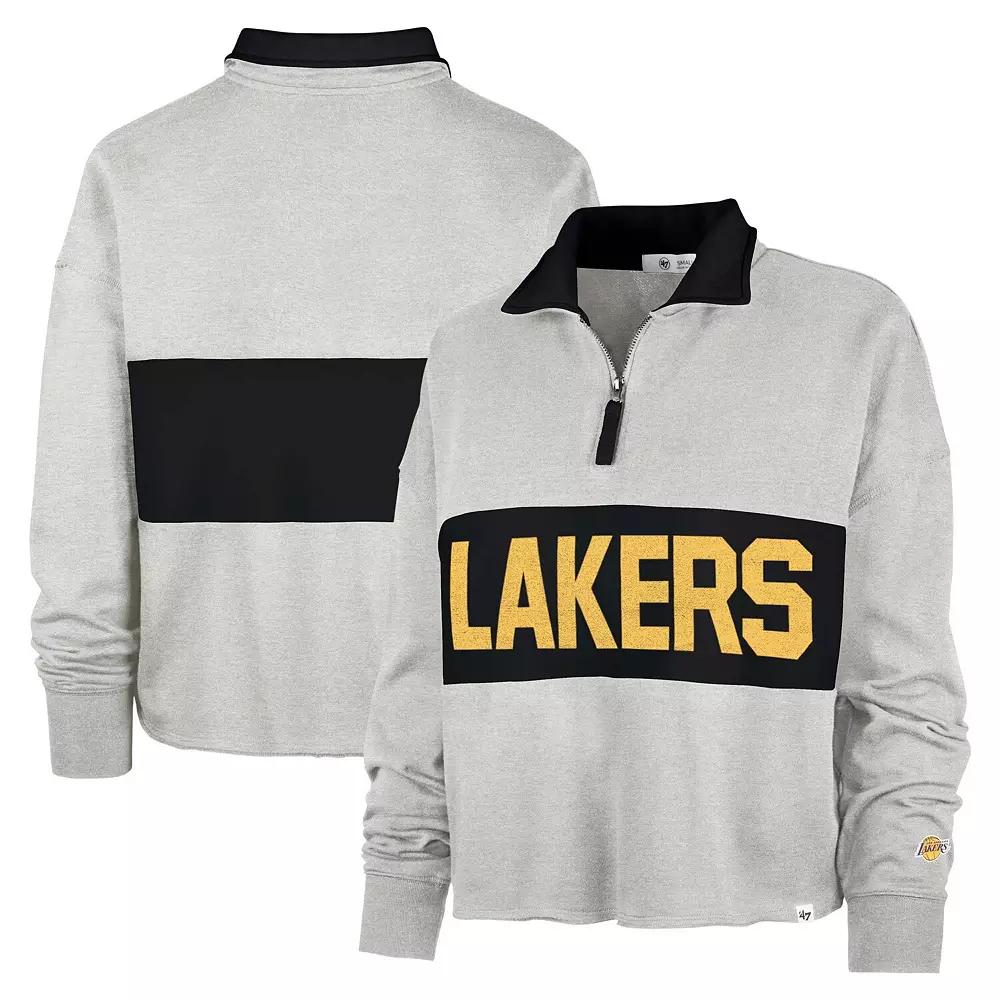 Women's '47 Heather Gray Los Angeles Lakers Breakthrough Remi Quarter-Zip Jacket,  Product Image