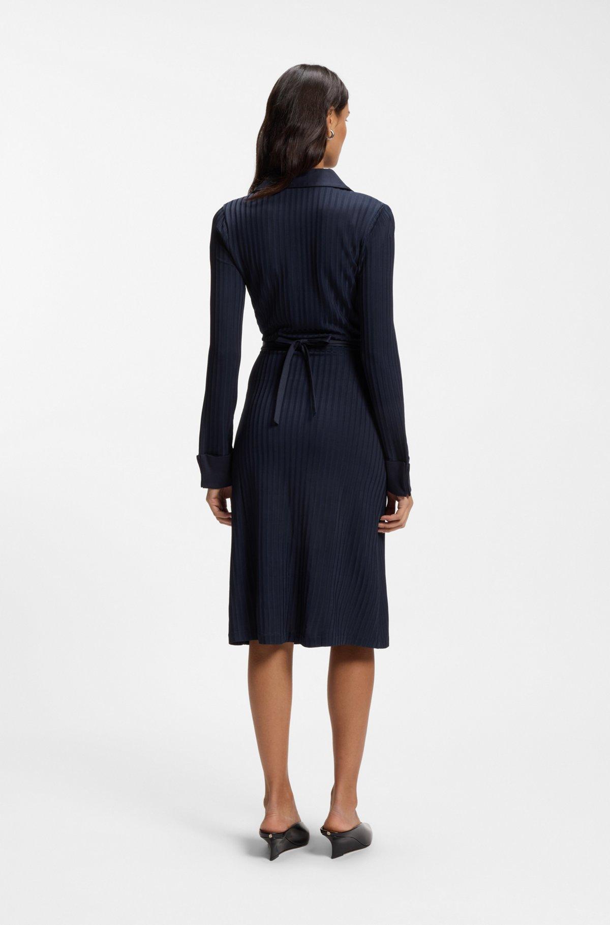 Wrap dress in lustrous ribbed jersey Product Image