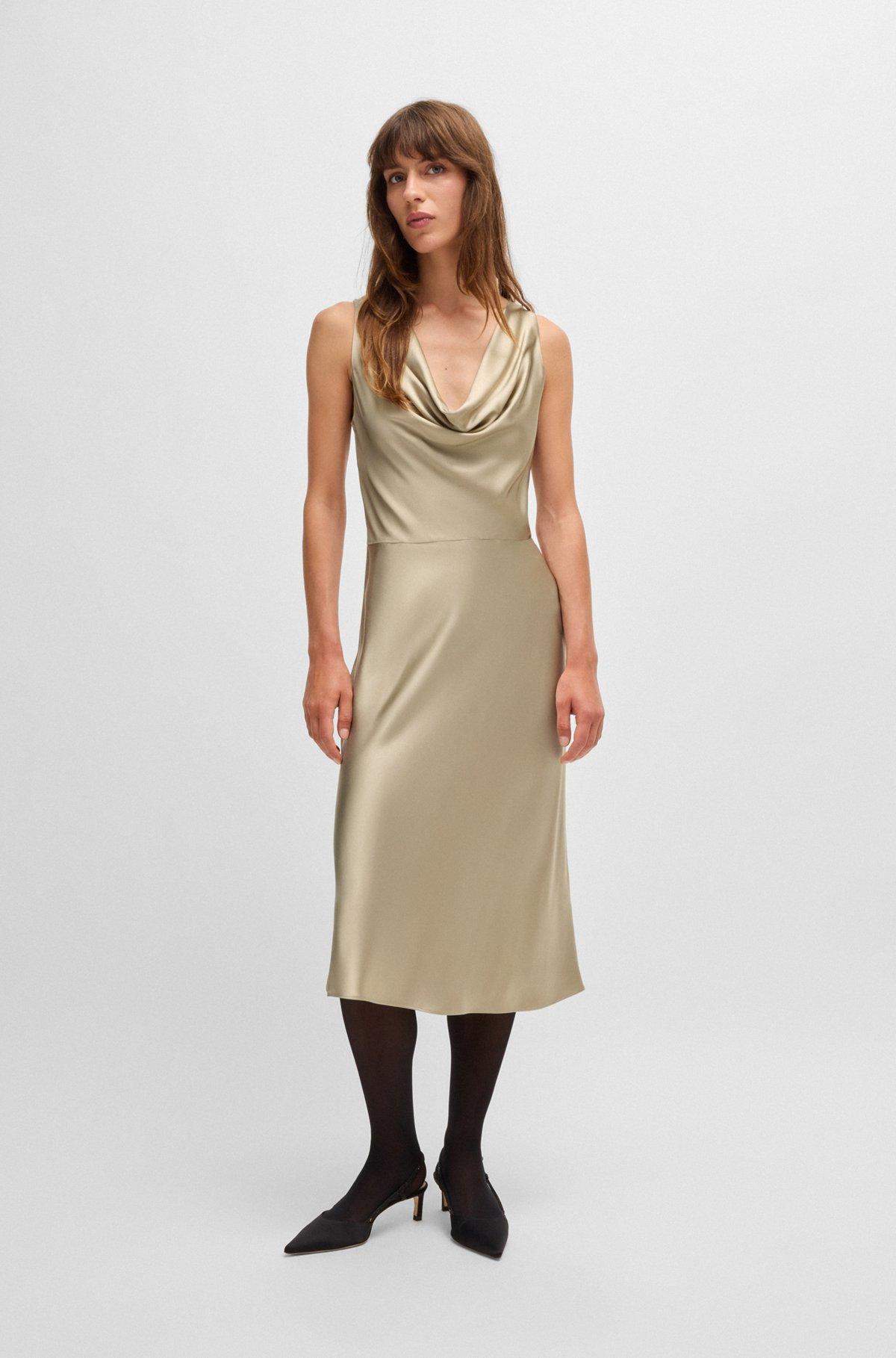Cowl-neck dress in fluent satin with cowl neckline Product Image