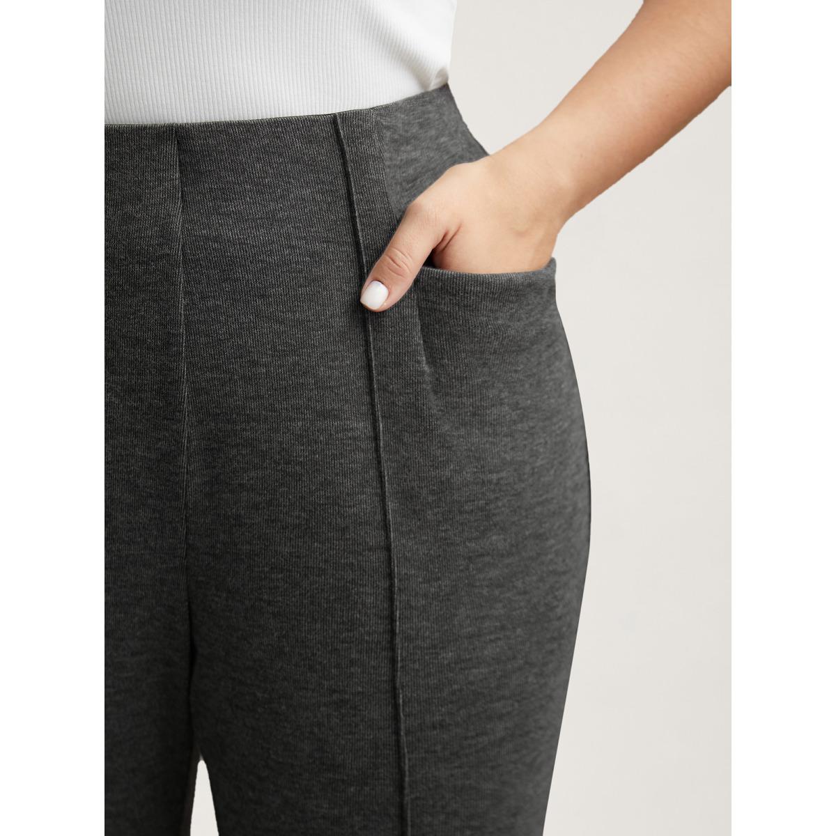 Plus Size Heather Midi-Rise Bootcut Pants Women DimGray Elegant Bootcut Mid Rise Everyday Pants BloomChic 10/M Product Image