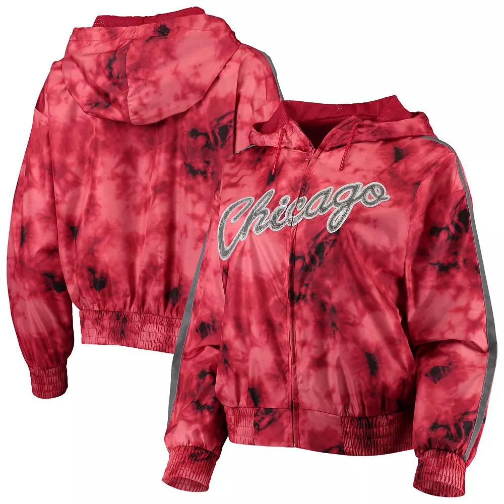 Women's Mitchell & Ness Red Chicago Bulls Galaxy Sublimated Windbreaker Pullover Full-Zip Hoodie,  Product Image