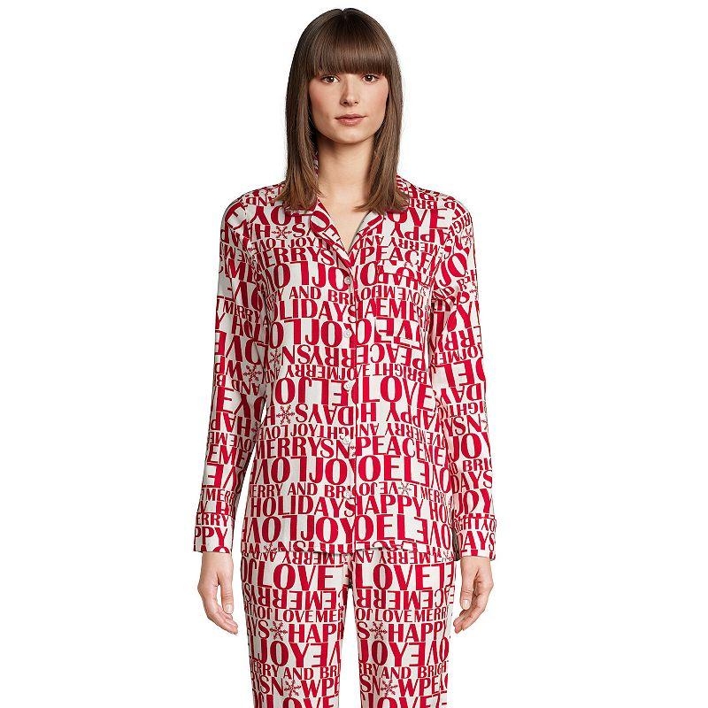 Women's Lands' End Long Sleeve Flannel Pajama Top,  Product Image