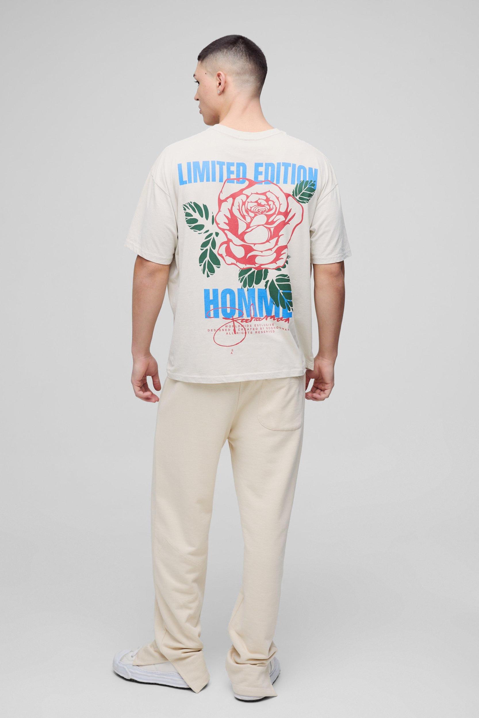 Oversized Limited Edition Floral Graphic Washed T-Shirt | boohooMAN USA Product Image